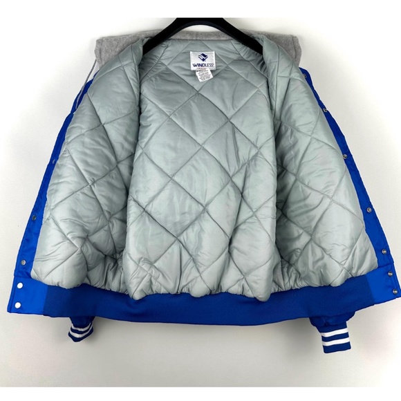 Vintage ‘Windless’ Hooded School Varsity Sporty Windbreaker Coat in Blue • M/L - Picture 7 of 9
